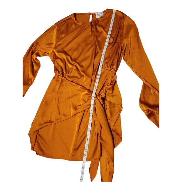 Hello Molly Club Wear Mini Dress Womens Size 10 Night Out Harvest Orange Silky - Picture 8 of 9